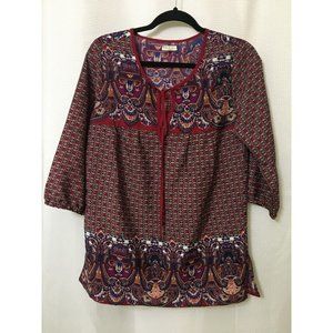 Antila Femme Top Women's Size S Brick Red V-Neck Blouse Work Travel A7